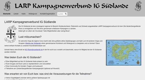 Webpräsenz der LARP IG Südlande Webpräsenz der LARP IG Südlande