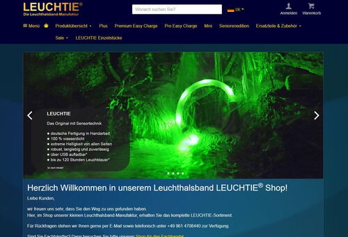 Onlineshop der LEUCHTIE Leuchthalsband Manufaktur Onlineshop der LEUCHTIE Leuchthalsband Manufaktur